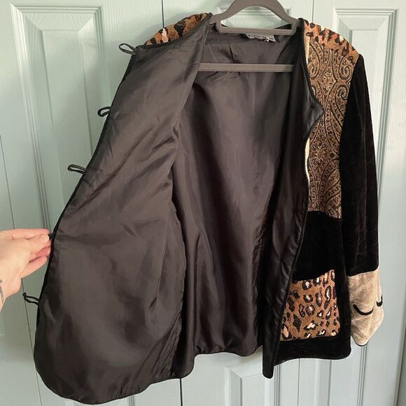 Indigo Moon Womens Artsy Leopard Print Button Up Jacket Medium Y2K Boho Hippie - Picture 7 of 12